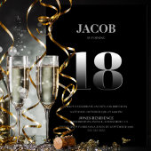 Minimalistisch zwarte en zilverkleurige 18e verjaa kaart