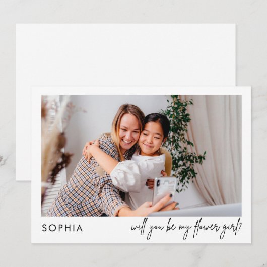 Minimalistisch zwarte foto Bloemenmeisje-voorstel (Voorkant / Achterkant)