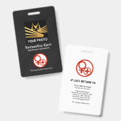 Minimalistisch zwarte foto-sjabloon badge (Voor- en achterkant)