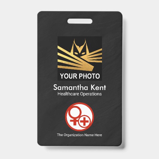 Minimalistisch zwarte foto-sjabloon badge (Voorzijde)