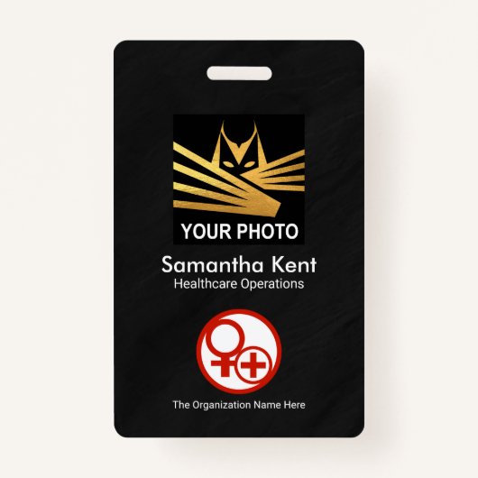 Minimalistisch zwarte foto-sjabloon badge (Voorkant)