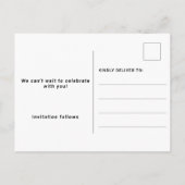 Minimalistisch zwarte glitter-ridde bruiloft aankondigingskaart (Achterkant)