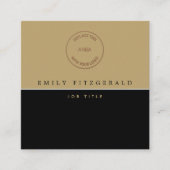 Minimalistisch zwarte gouden Logo QR-code Vierkante Visitekaartje (Voorkant)