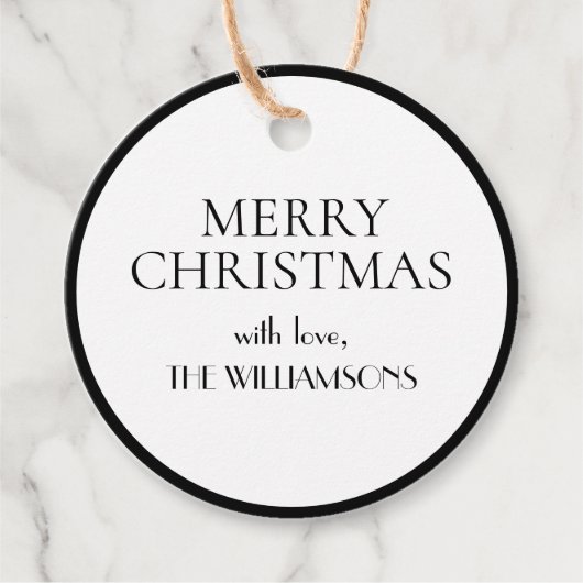 Minimalistisch zwarte kerst van Elegant White Bedankjes Labels (Voorkant)