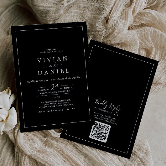 minimalistisch | Zwarte QR-code terug alles in één Kaart