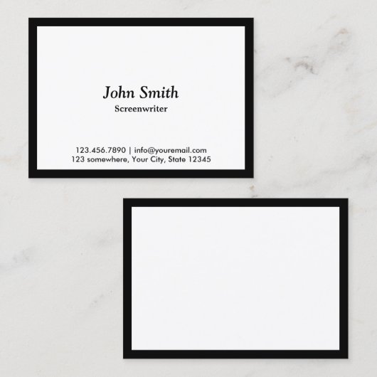 Minimalistisch zwarte-randschermschrijver visitekaartje (Voorkant / Achterkant)