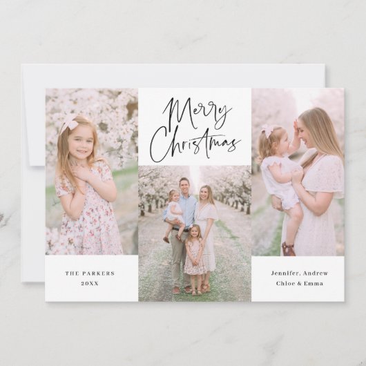 Minimalistisch zwarte Script Calligraphy Collage H Feestdagenkaart (Voorkant)