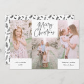 Minimalistisch zwarte Script Calligraphy Collage H Feestdagenkaart (Voorkant / Achterkant)