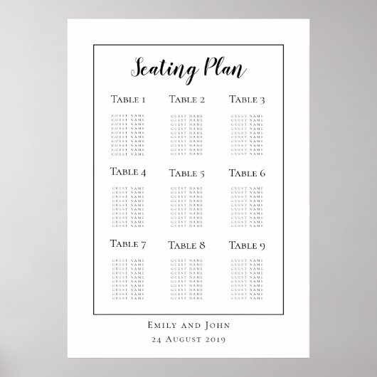 Minimalistisch zwarte Typografie/grenszetplan Poster (Voorkant)