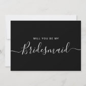 Minimalistisch zwarte witte bridesmaïde Kaart (Voorkant)