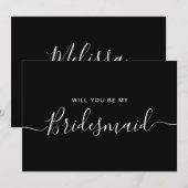 Minimalistisch zwarte witte bridesmaïde Kaart (Voorkant / Achterkant)