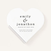 Minimalistisch zwarte witte bruiloft Heart Guest B Notitieboek (Voorkant)