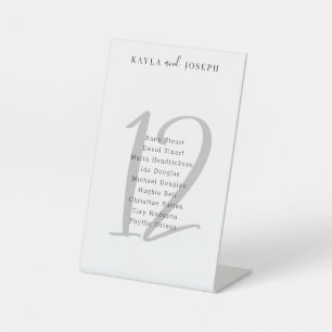 Minimalistisch zwarte witte bruiloft nummer 12 reclamebord met voetstuk