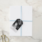 Minimalistisch zwarte witte deco-bruiloft foto cadeaulabel (Met Touw)