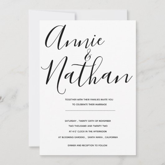 Minimalistisch zwarte witte legante weddenschap (Voorkant)