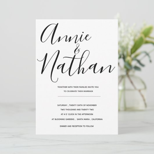 Minimalistisch zwarte witte legante weddenschap (Staand voorkant)