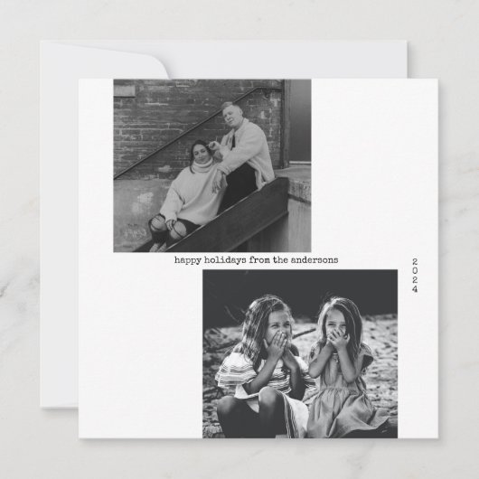 Minimalistisch zwarte witte Typografie Feestdagenkaart (Voorkant)