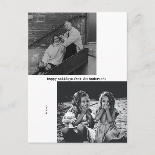 Minimalistisch zwarte witte Typografie Feestdagenkaart (Voorkant)