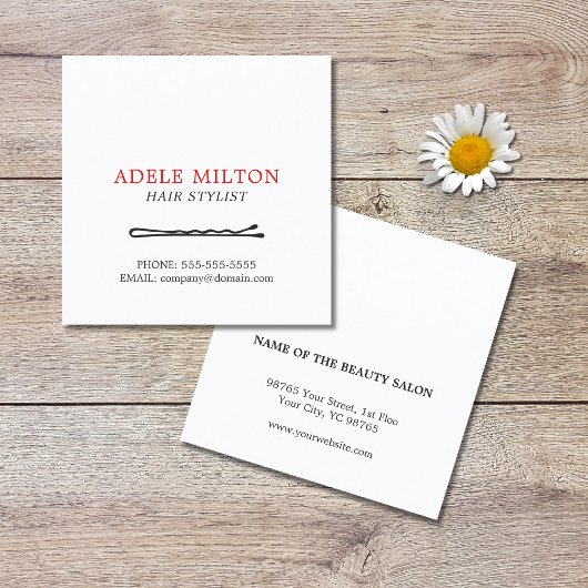 Minimalistisch zwarte witte witte bruine haarkast vierkante visitekaartje