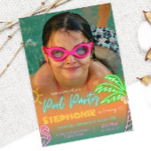 Minimalistisch zwembadfeest ontwerp met foto kaart