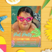 Minimalistisch zwembadfeest ontwerp met foto kaart