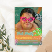 Minimalistisch zwembadfeest ontwerp met foto kaart