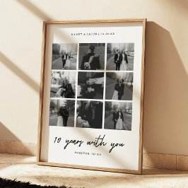 Minimalistische 10-jarige Jubileum paar foto's Poster