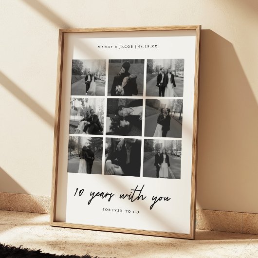 Minimalistische 10-jarige Jubileum paar foto's Poster