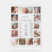 Minimalistische 1e verjaardag mijlpaal Fotocollage Acryl Bord (Voorkant)