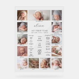 Minimalistische 1e verjaardag mijlpaal Fotocollage Acryl Bord