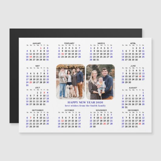 Minimalistische 2025 Kalender Modern 2 Foto Magnet (Voorkant / Achterkant)