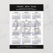 Minimalistische 2025 Kalender Modern Zwart Bedrijf Feestdagenkaart (Voorkant)