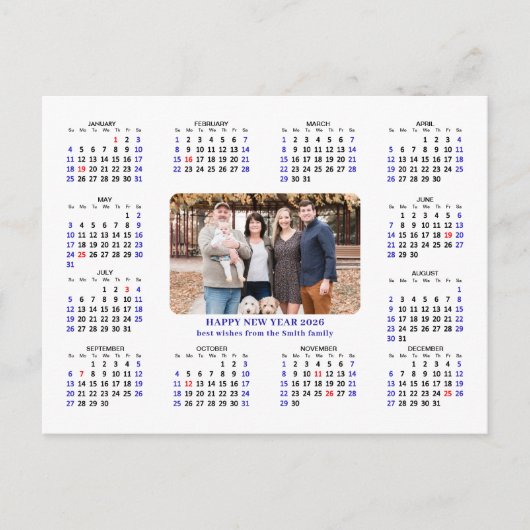 Minimalistische 2025 Kalender Moderne Familiefoto Feestdagenkaart (Voorkant)