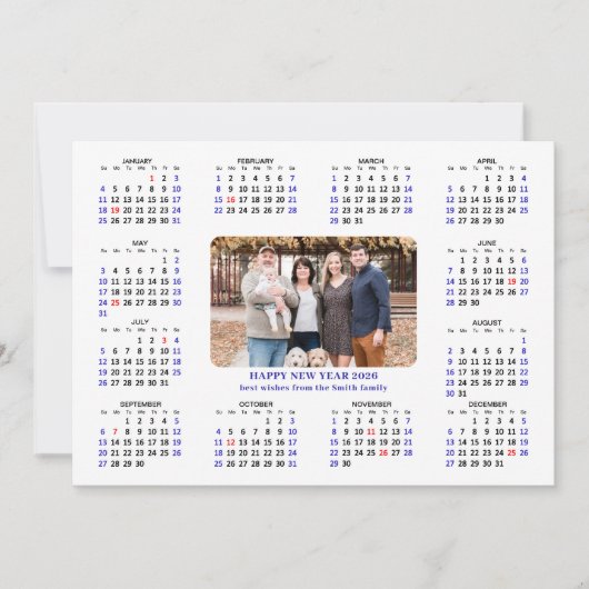Minimalistische 2025 Kalender Moderne Familiefoto Feestdagenkaart (Voorkant)