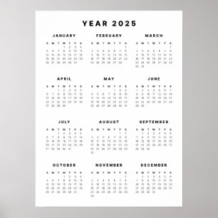 Minimalistische 2025 kalenderposter poster