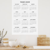 Minimalistische 2025 kalenderposter poster (Keuken)
