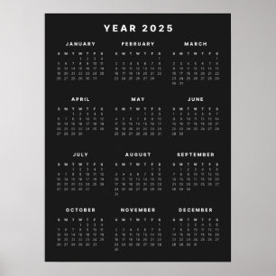 Minimalistische 2025 kalenderposter poster