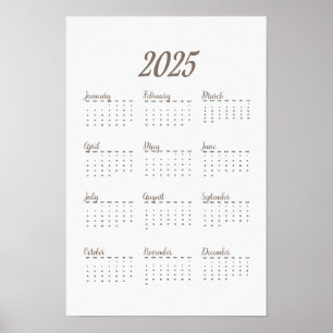 Minimalistische 2025 Wandkalender Poster Beige Ton