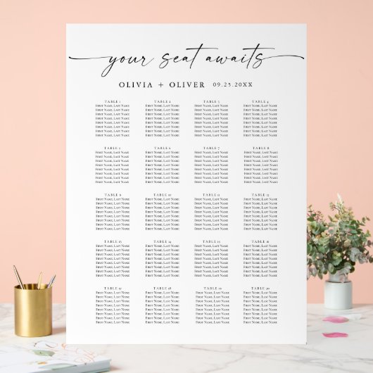 Minimalistische 20 tafel Zitting Grafiek Acryl Tek Acryl Bord (Huwelijk)