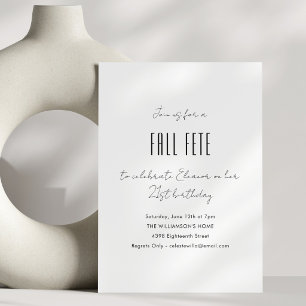 Minimalistische 21e verjaardagsfeest 'Fall Fête' w Kaart
