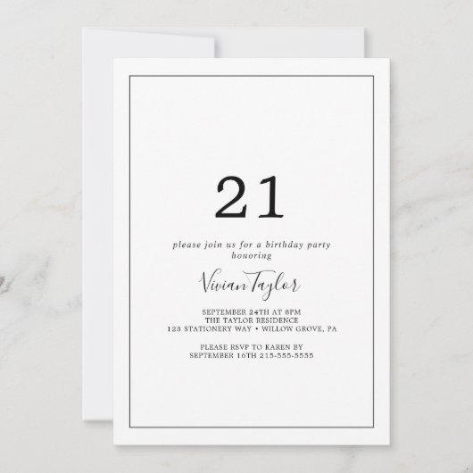 Minimalistische 21ste verjaardag kaart (Voorkant)