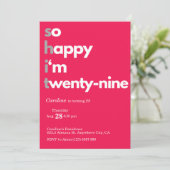 Minimalistische 29e Verjaardag Uitnodiging Modern  (Staand voorkant)