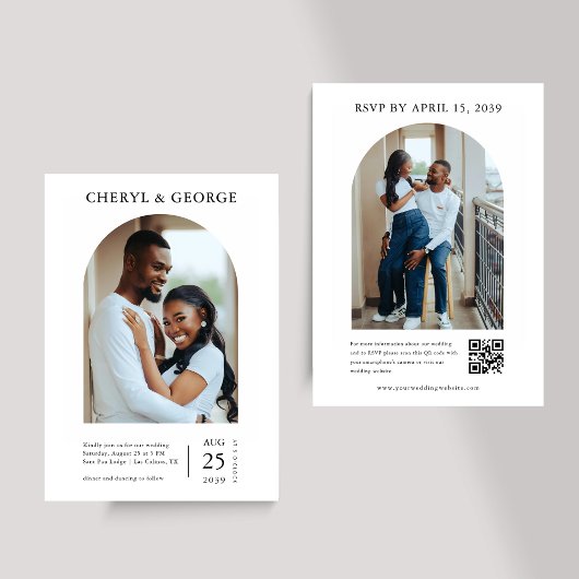 Minimalistische 2-boog foto QR-code Alles in één b Kaart