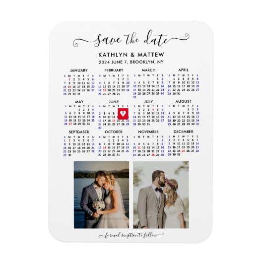 Minimalistische 2 Foto 2024 Agenda Data Reserveren Magneet (Verticaal)