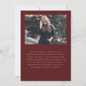 Minimalistische 2-foto boog Bourgogne Gold Afstude Aankondiging (Achterkant)