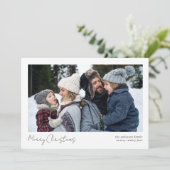 Minimalistische 2 Foto Calligrafie Prettig kerstfe Feestdagenkaart (Staand voorkant)