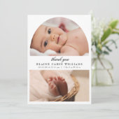 Minimalistische 2 foto geboorte aankondiging dank  (Staand voorkant)