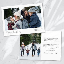 Minimalistische 2 foto kalligrafie Vrolijk kerstfe Feestdagenkaart