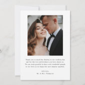 Minimalistische 2-foto script lettering bruiloft bedankkaart (Achterkant)