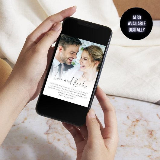 Minimalistische 2 foto's Liefde Bedankt bruiloft D Kaart